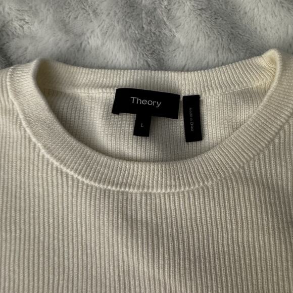 Theory Large Cream Crew Neck Sweater Men’s - Picture 4 of 5